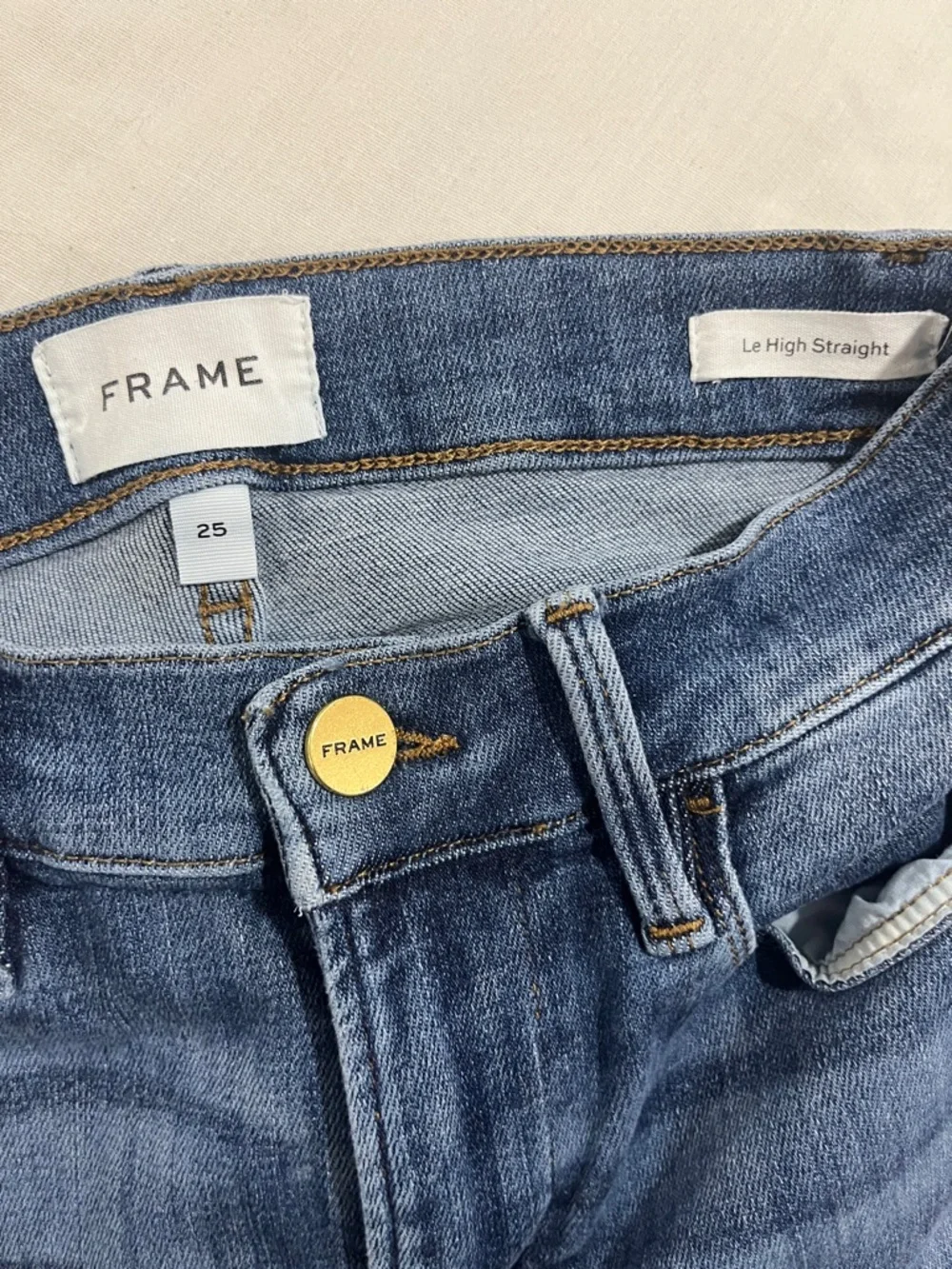 Frame Le High Straight Denim High-Rise Straight Leg Jeans in Dark Blue Wash - Picture 2 of 9